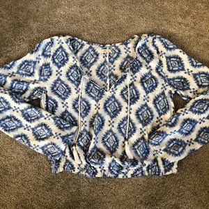 Flowy Blue crop top with Bell sleeves